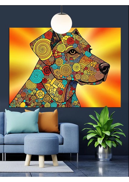 Mandala Desenli Köpek Kafası Dekoratif Kanvas - Mdf Ahşap Tablo modelleri