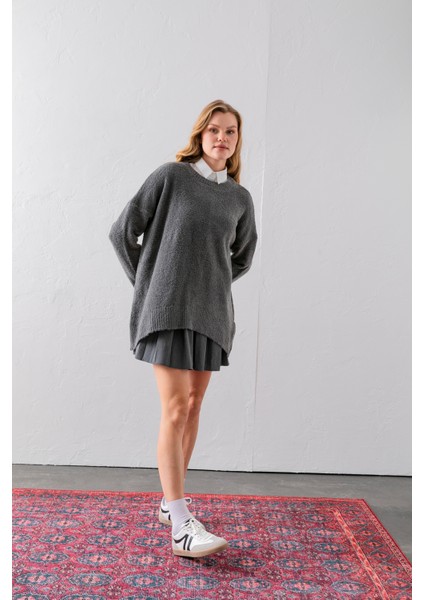 Bisiklet Yaka Oversize Buklet Triko Kazak - Rahat ve Şık | Kaliteli Triko | Trend Kazak fiyatları