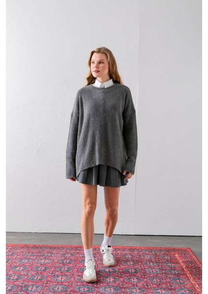 Bisiklet Yaka Oversize Buklet Triko Kazak - Rahat ve Şık | Kaliteli Triko | Trend Kazak fırsatları