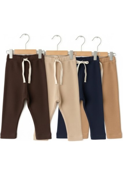 4'lü Unisex Esnek Kaşkorse Mevsimlik Bebek Pijama Alt