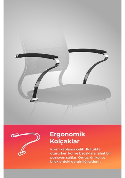 Ergolife Sit Air Ergonomik Bekleme Koltuğu | Krom Ayaklı, Bel Destekli, Fileli, Toplantı Sandalyesi -572.5F.1.6A4 fırsatları