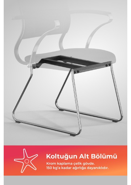 Ergolife Sit Air Ergonomik Bekleme Koltuğu | Krom Ayaklı, Bel Destekli, Fileli, Toplantı Sandalyesi -572.5F.1.6A4 indirimleri