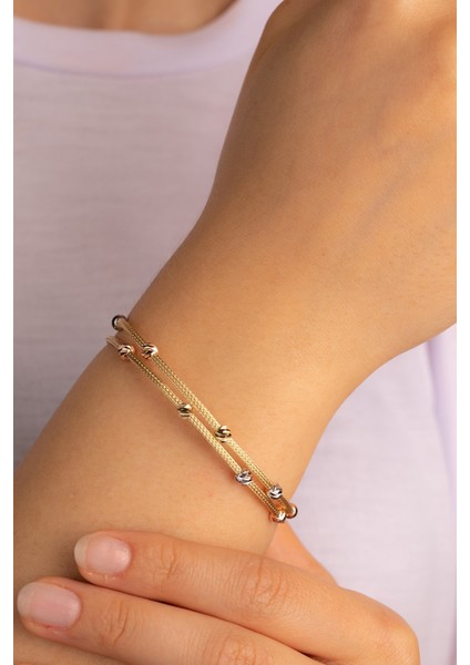 Altın Dorika Toplu Çift Sıra Bileklik