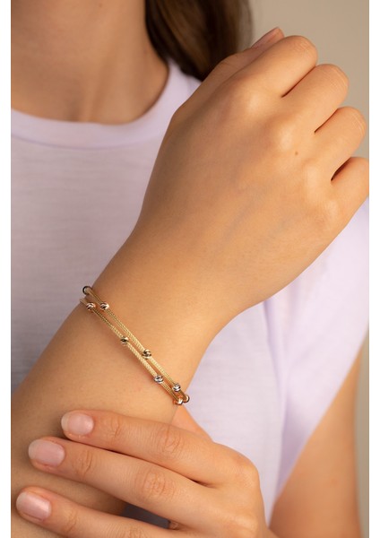 Altın Dorika Toplu Çift Sıra Bileklik modelleri