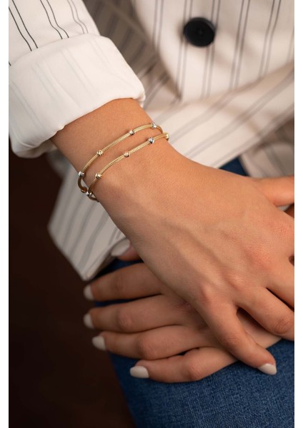 Altın Dorika Toplu Çift Sıra Bileklik