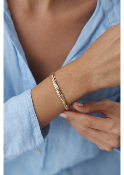 14 Ayar Altın Orta Italyan Balık Sırtı Bileklik