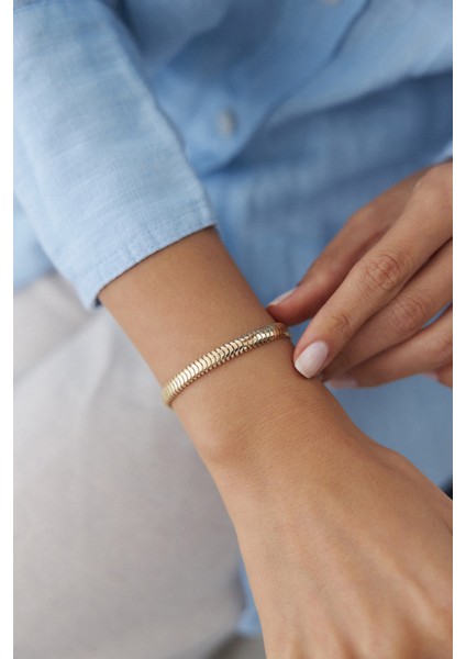 14 Ayar Altın Orta Italyan Balık Sırtı Bileklik modelleri