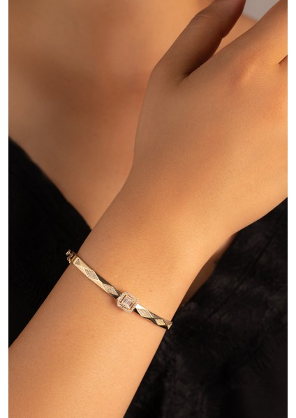 Altın Kare Baget Kelepçe Bilezik