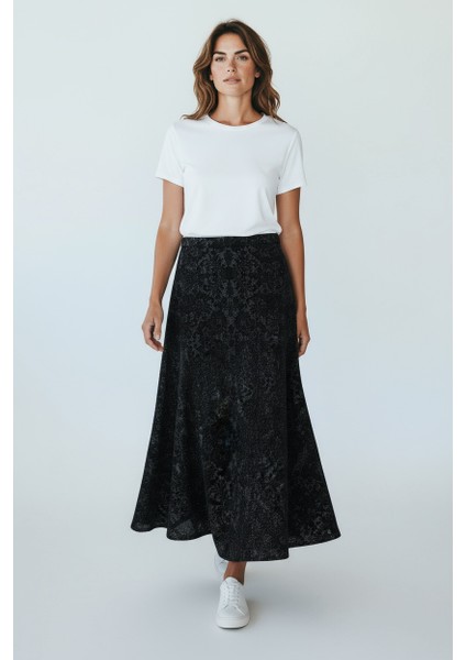 Kadın Beli Lastikli Desenli Sekiz Parça Balık Etek modelleri