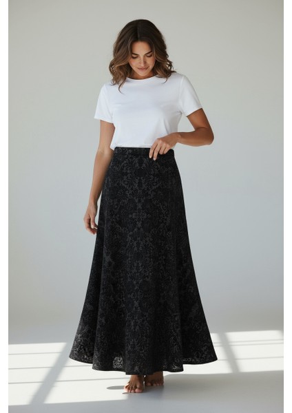 Kadın Beli Lastikli Desenli Sekiz Parça Balık Etek fırsatları