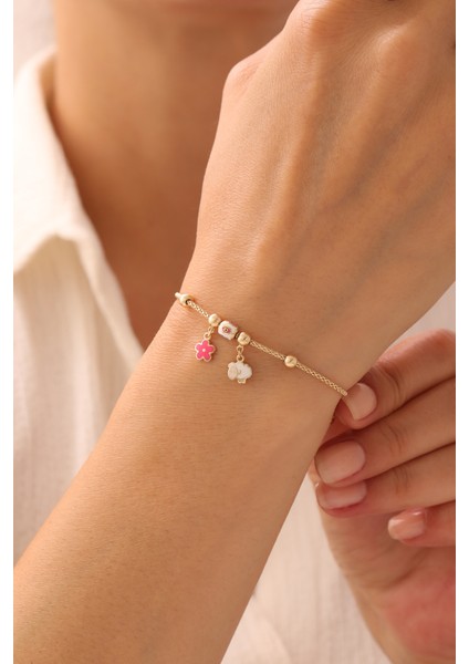 14 Ayar Altın Kuzu - Çiçek Çocuk Şans Bilekliği