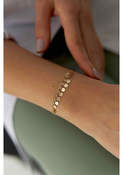 14 Ayar Altın Gurmet Sallantılı Pullu Bileklik