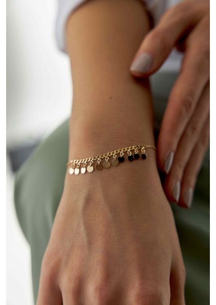 14 Ayar Altın Gurmet Sallantılı Pullu Bileklik modelleri