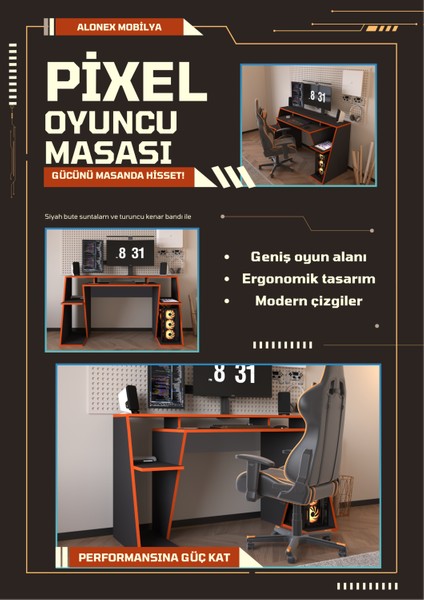 Pixel Profesyonel Oyuncu Masası,gamer DESK,150X55,SİYAH Oyuncu Masası,bilgisayar Masası fırsatları
