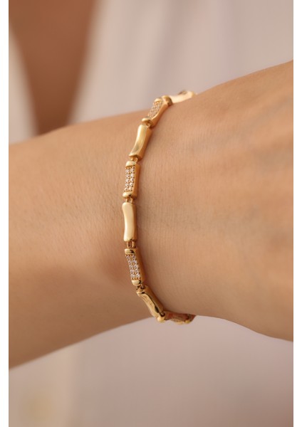 14 Ayar Altın Yarı Taşlı Kemik Bileklik