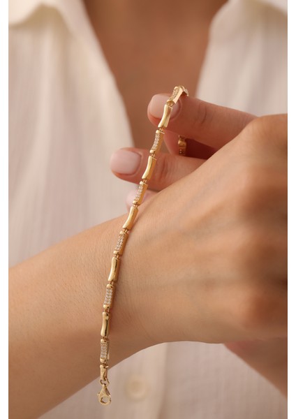 14 Ayar Altın Yarı Taşlı Kemik Bileklik modelleri