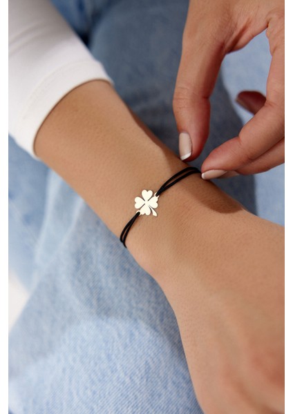 14 Ayar Altın Ipli Yonca Bileklik