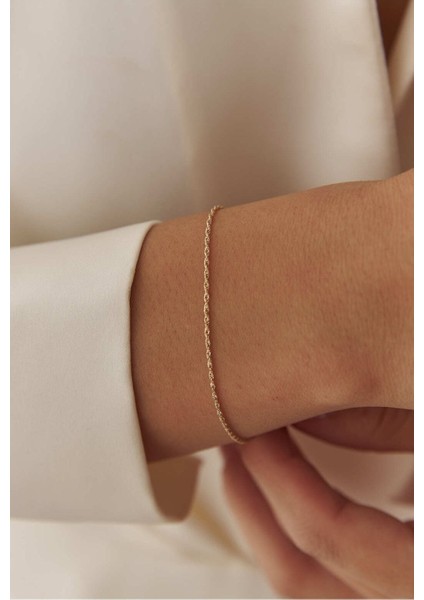 14 Ayar Altın Ince Halat Bileklik