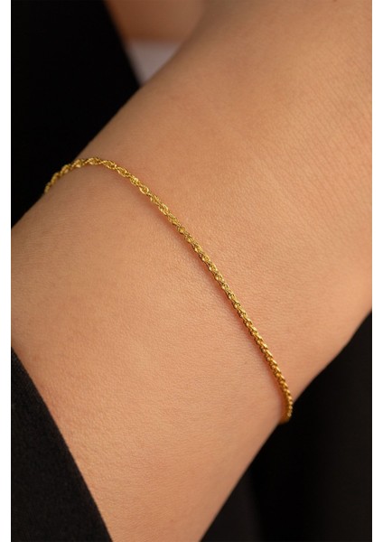 14 Ayar Altın Ince Halat Bileklik modelleri