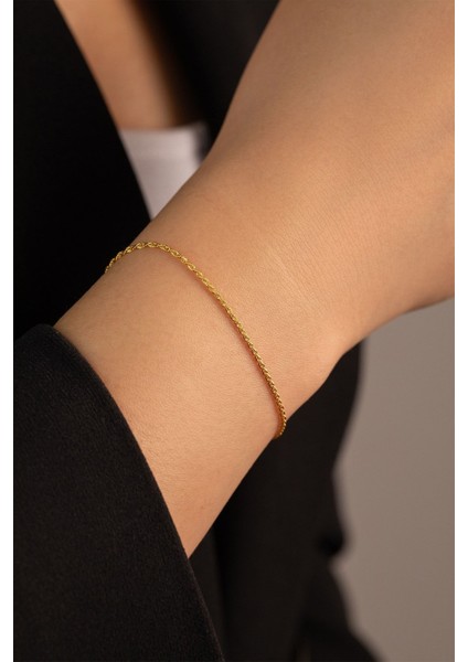 14 Ayar Altın Ince Halat Bileklik indirimleri