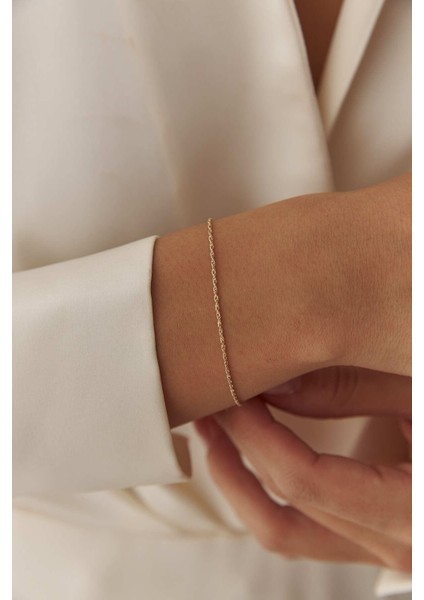14 Ayar Altın Ince Halat Bileklik