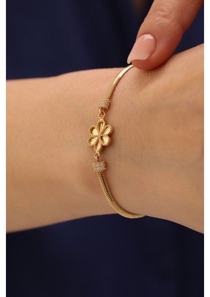 14 Ayar Altın Kalemli Yonca Bileklik