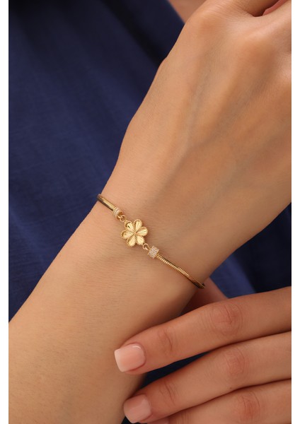 14 Ayar Altın Kalemli Yonca Bileklik modelleri