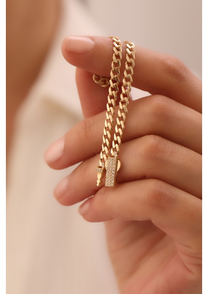 14 Ayar Altın Taşlı Kilit Gurmet Bileklik fiyatları