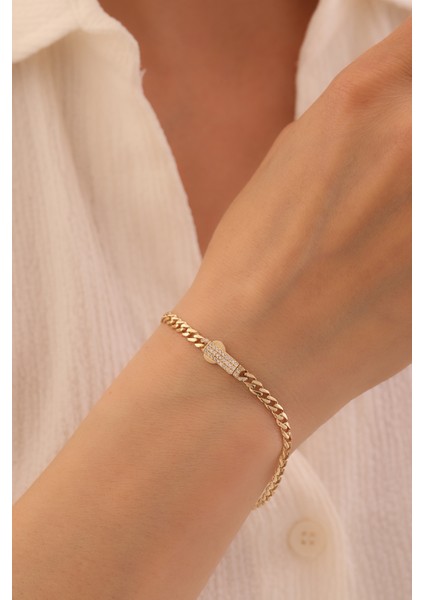 14 Ayar Altın Taşlı Kilit Gurmet Bileklik modelleri