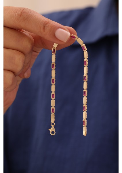 14 Ayar Altın Yakut Taşlı Külçe Bileklik fiyatları