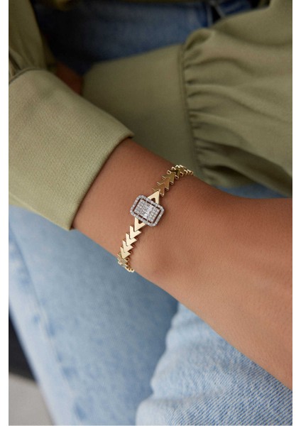 14 Ayar Altın Tesora Parçalı Baget Bileklik