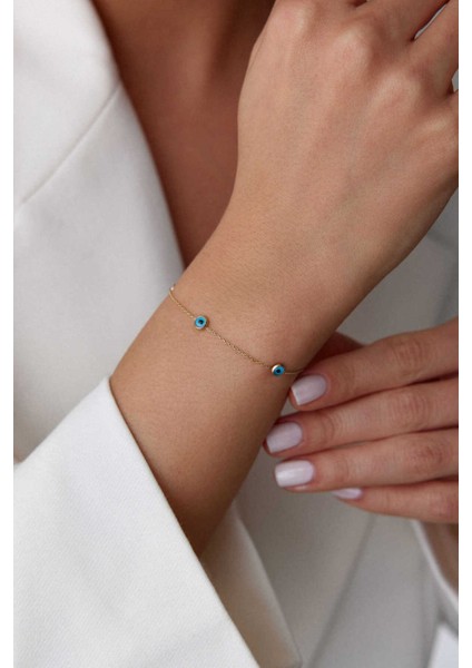 14 Ayar Altın Sıralı Göz Bileklik