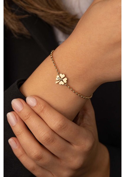 14 Ayar Altın Doch Zincir Yonca Nazarlı Bileklik