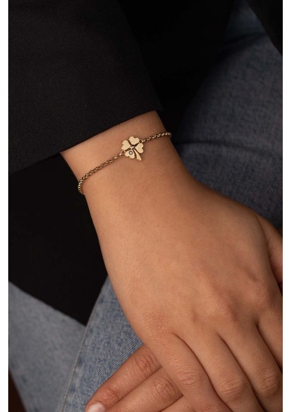 14 Ayar Altın Doch Zincir Yonca Nazarlı Bileklik fiyatları