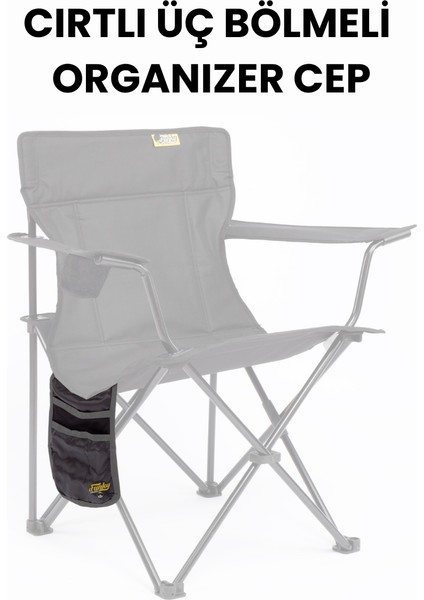 Cırtlı 3 Bölmeli Organizer Cep - Kamp Sandalyesi, Kamp Masası, Ofis Sandalyesi, Araba Organizeri