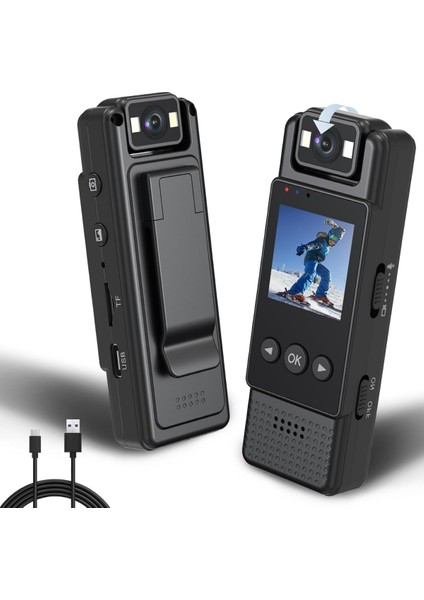 Blue Inter Int-Cmr 79 Mini Vücut Kamerası 4K Full Hd Video Kaydedici Wifi Bodycam 180° Lens Mini Kamera