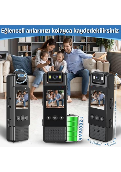 Blue Inter Int-Cmr 79 Mini Vücut Kamerası 4K Full Hd Video Kaydedici Wifi Bodycam 180° Lens Mini Kamera modelleri