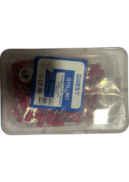 Yuvarlak Tip Izoleli Kablo Ucu GYU-801 Kırmızı Adet 200