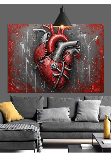Insan Kalbi Anatomi Dekoratif Kanvas - Mdf Ahşap Tablo