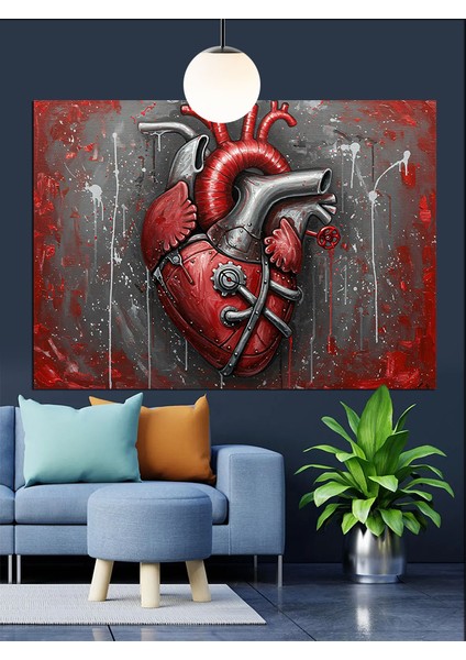 Insan Kalbi Anatomi Dekoratif Kanvas - Mdf Ahşap Tablo fırsatları