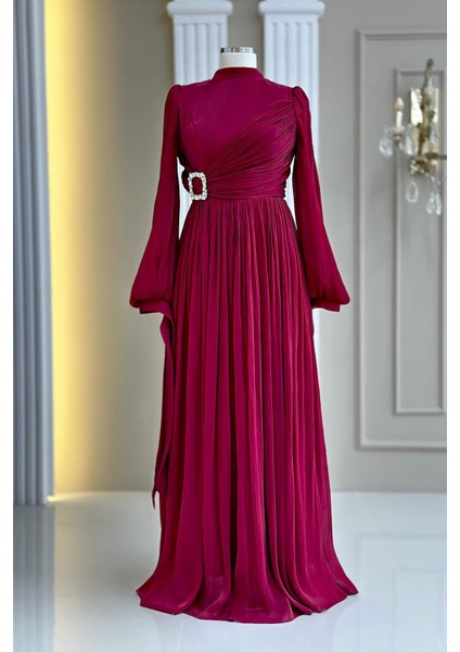 Hira Abiye Elbise Bordo