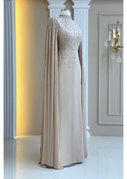 Afra Abiye Elbise Bej modelleri