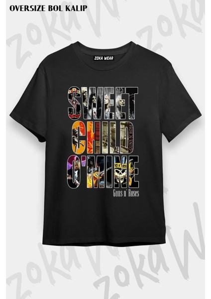 Unisex Oversize Kalıp Sweet Child Guns N' Roses Tasarım Baskılı Tshirt