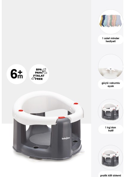 Önden Açılır Banyo ve Mama Oturağı Beyaz Minderi 2'li Set