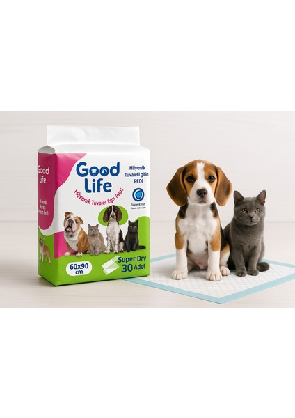 Hijyenik Tuvalet Eğitim Pedi 60X90 cm – Süper Emici Köpek & Kedi Eğitim Pedi (30 Adet