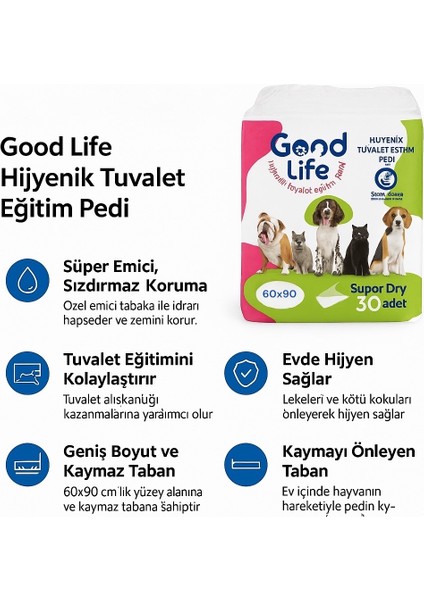 Hijyenik Tuvalet Eğitim Pedi 60X90 cm – Süper Emici Köpek & Kedi Eğitim Pedi (30 Adet fiyatları