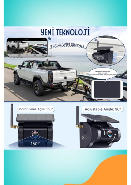 1080P Full Hd Kendiliğinden Bataryalı Güneş Panelli Mıknatıslı Wifi Araç Kamerası. fiyatları