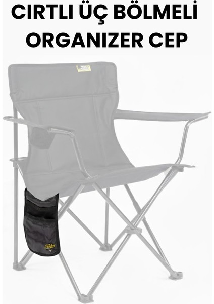 Cırtlı 3 Bölmeli Organizer Cep - Kamp Sandalyesi, Kamp Masası, Ofis Sandalyesi, Araba Organizeri