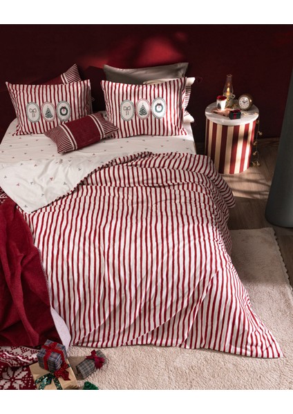 Celina Çift Kişilik %100 Pamuk Ranforce Baskılı Nevresim Takımı - Kırmızı fiyatları