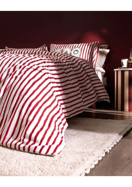 Celina Çift Kişilik %100 Pamuk Ranforce Baskılı Nevresim Takımı - Kırmızı modelleri